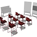 Office Chairs Arranged In Meeting Room With Whiteboards And TV Screen