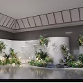 WALCOM Photo Check in Spot with White Curved Walls Green Plants and Lighting