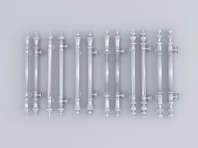 Sturdy Silver Metal Handles With Various Designs For Furniture And Cabinets 3d model