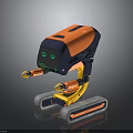 Colorful Robot Design Featuring Orange Blue Body Green Eyes And Yellow Mechanical Arms With Tracks