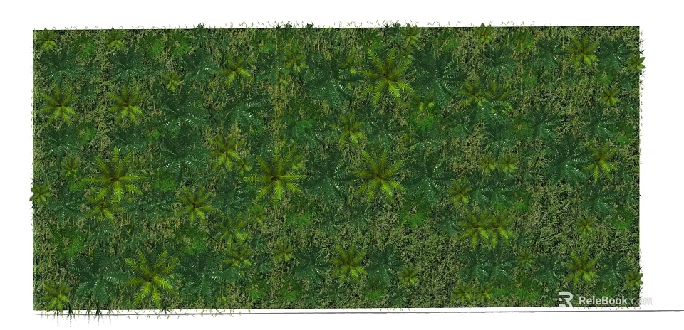 Lush Vertical Plant Wall with Diverse Green Leafy Foliage for Decorative Design 3d model 