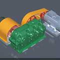 Industrial Equipment Featuring Yellow Green Gearbox And Silver Electric Motor Parts