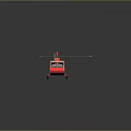 Vibrant Red Helicopter with Rotors Landing Gear and Cockpit Windows