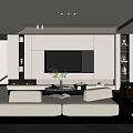 Modern Living Room Interior Design With White Sofa Large Screen TV And Fireplace 3d model