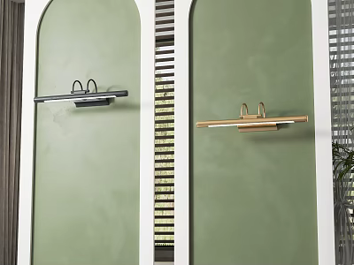 Modern Black And Gold Wall Lamps With Sleek Design Mounted On Green Interior Walls 3d model