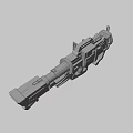 Futuristic Orange And Black Sci Fi Weapon With Mechanical Structure And Giant Barrel