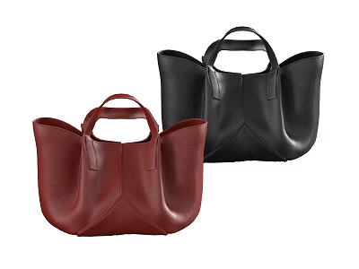 Stylish Red And Black Leather Tote Handbags With Top Handles Design 3d model