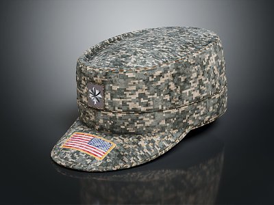 modern military cap camouflage cap police cap officer cap 3d model