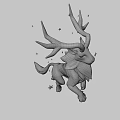 Colorful Game Movie Character With Purple Yellow Gradient Antlers And Starry Background