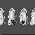 Stylish Black And White Sneakers With Unique Artistic Patterns On Upper 3d model