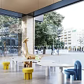 4S Dealership Modern Showroom Interior With Reception Desk And Customer Lounge Area