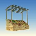 Solid wood supermarket fruit shelf 3d model