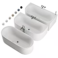 Modern White Freestanding Bathtubs With Various Designs Faucets And Decorative Balls