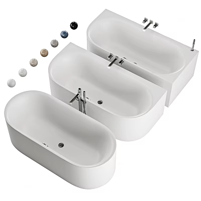 Modern White Freestanding Bathtubs With Various Designs Faucets And Decorative Balls 3d model