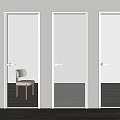 Three Modern Hinged Doors With Clear Frosted And Ribbed Glass White Frames
