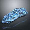 Futuristic Blue Sci Fi Spaceship Model With Glowing Details Complex Structure On Black Background 3d model