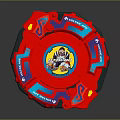 Fun Red Rotating Toy With Cartoon Pattern And Blue Yellow Details For Daily Living