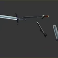 Various Designed Swords Featuring Different Hilts Blades And Blue Glow On Dark Reflective Background