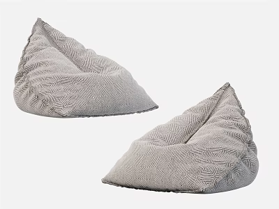Two Gray Textured Bean Bag Chairs For Cozy Home Living Space 3d model