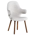 Comfortable Yellow Modern Single Chair With Upholstered Fabric And Light Wooden Legs