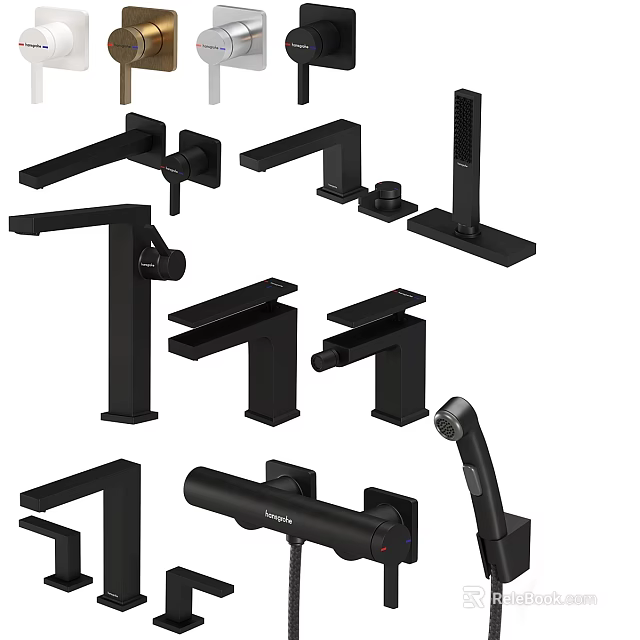 Modern Black Shower Heads Featuring Different Styles And Bathroom Fixture Designs 3d model