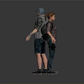 Two 3D Character Models With Different Outfits Standing Back to Back Arms Outstretched