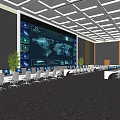 Modern monitoring room Command control room Dispatching command center Monitoring hall Command hall Office desks and chairs 3d model