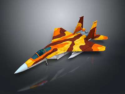 Modern Fighter Jet With Orange And Brown Camouflage Sleek Aerodynamic Design 3d model