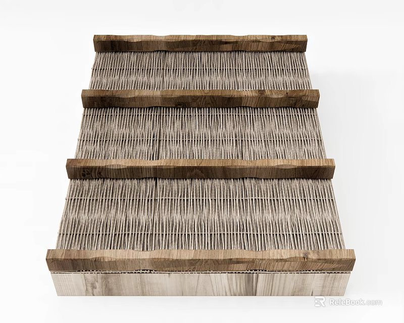 Wooden Ceiling Design With Layered Grid Structure And Natural Texture 3d model 