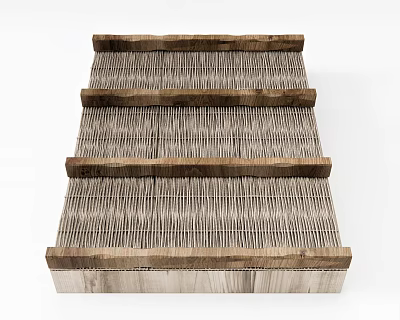 Wooden Ceiling Design With Layered Grid Structure And Natural Texture 3d model