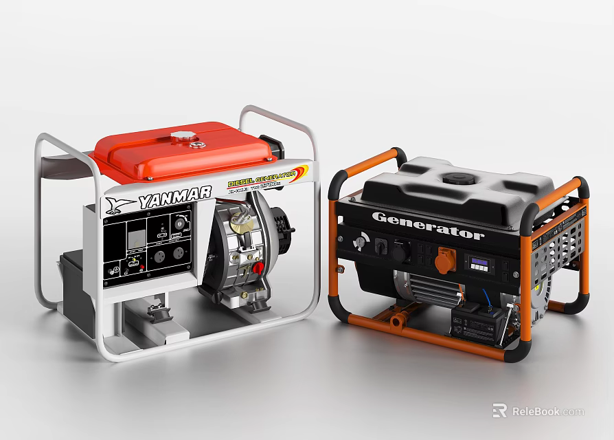 Industrial Generators Red And Black Design Portable Power Equipment Yamaha Brand 3d model 