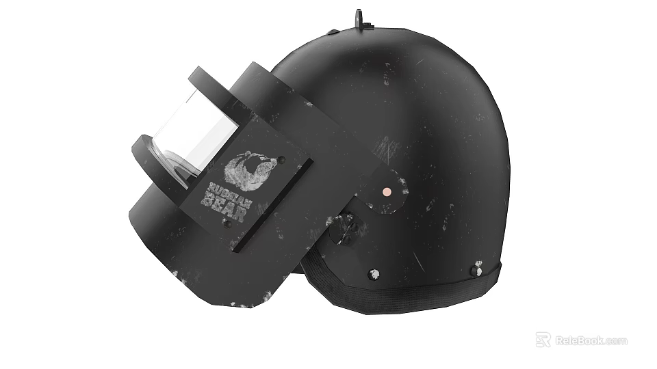 Black Protective Safety Helmet Featuring Transparent Visor And Metal Parts Design 3d model 