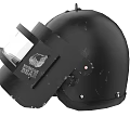 Black Protective Safety Helmet Featuring Transparent Visor And Metal Parts Design
