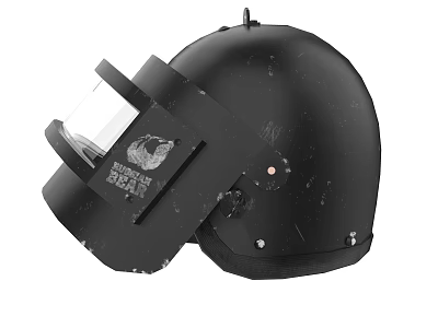 Black Protective Safety Helmet Featuring Transparent Visor And Metal Parts Design 3d model