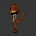 3D Cartoon Cat Character With Orange Fur White Belly Green Eyes Standing Pose