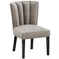 Light Gray Upholstered Dining Chair With Tufted Backrest And Dark Wooden Legs
