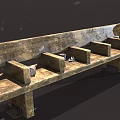 Rustic Wooden Public Bench With Industrial Design And Scattered Tools Nearby