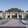 New Chinese Style Archway Landscape Small Building Archway 3d model
