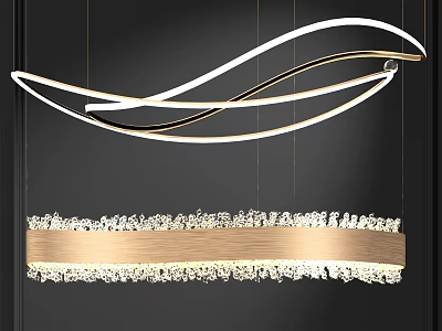 Elegant Modern Chandelier With Curved Metal Structure And Sparkling Crystal Accent Design 3d model