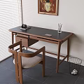 Middle style desk and chair 3d model