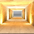 Colorful Textured Tunnel Interior With Sandy Ground Side Lighting And Square End Opening