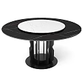 Round Modern Dining Tables With Marble Tabletop And Various Black Gold Base Designs 3d model