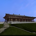 Traditional Ancient Architecture With Overhanging Eaves And Stone Steps On Green Grassland