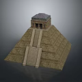 Detailed Cartoon Ancient Pyramid Scene Featuring Stone Steps And Temple Top