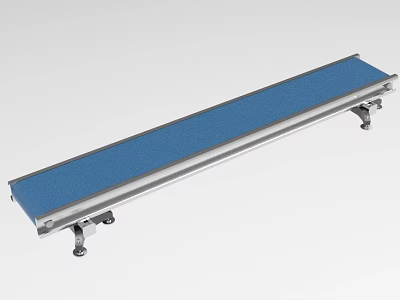 Long Industrial Conveyor Belt Equipment With Blue Conveyor Surface And Metal Support Frame 3d model