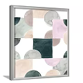Framed Abstract Paintings Geometric Shapes Soft Pink Green Black Beige Marble Texture Gray Wall