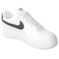 Nike Air Force 1 White Low Top Sneakers With Black Swoosh And Thick Sole
