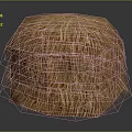 Rustic Hay Bale With Natural Straw Texture On Dark Background And Round Shape 3d model