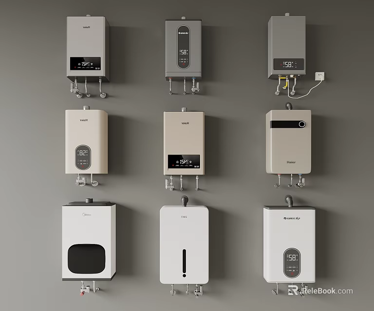 Variety Of Wall Mounted Water Heaters Displayed 3d model 