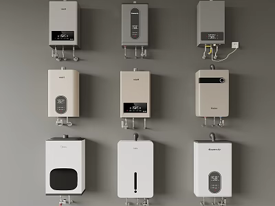Variety Of Wall Mounted Water Heaters Displayed 3d model